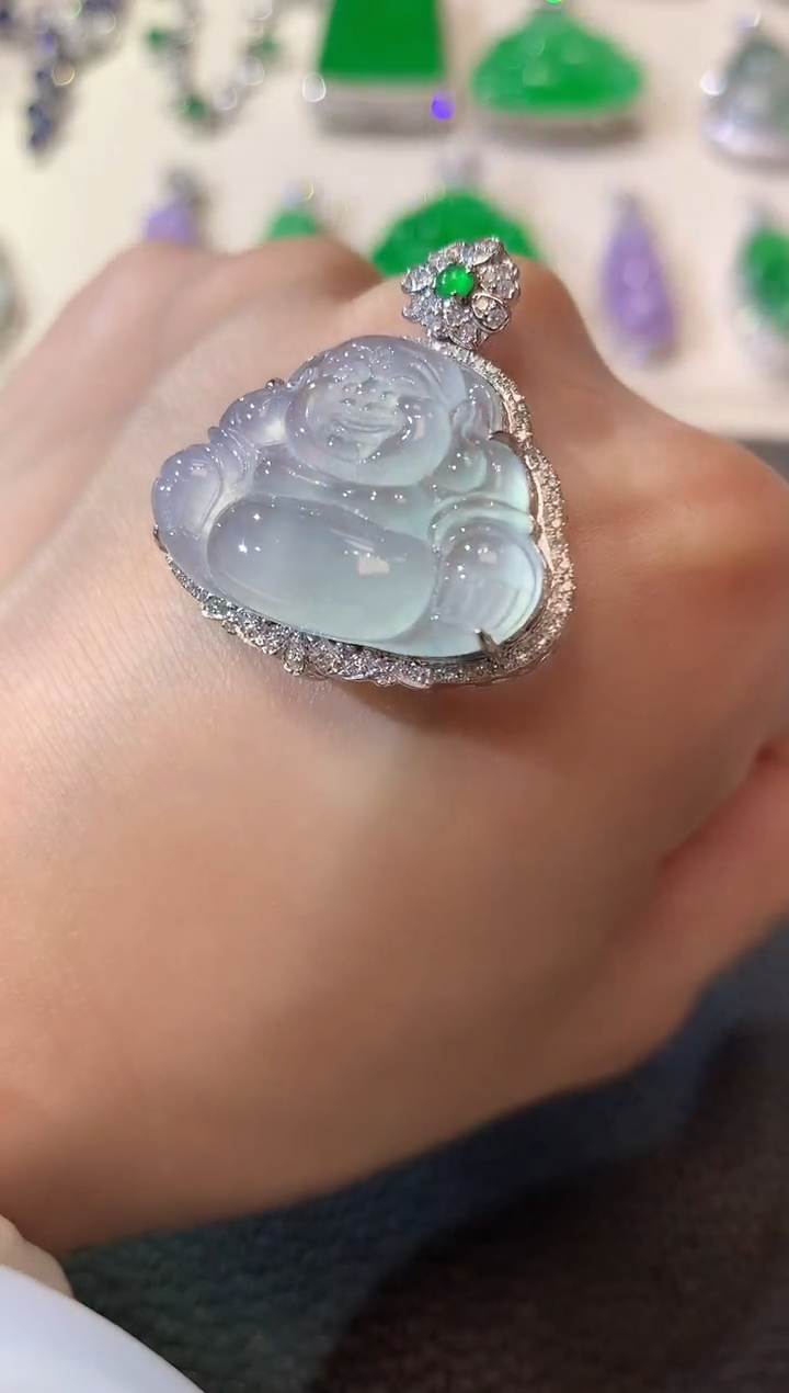 【闪购商品】翡翠吊坠(不含链)18K金镶嵌A73