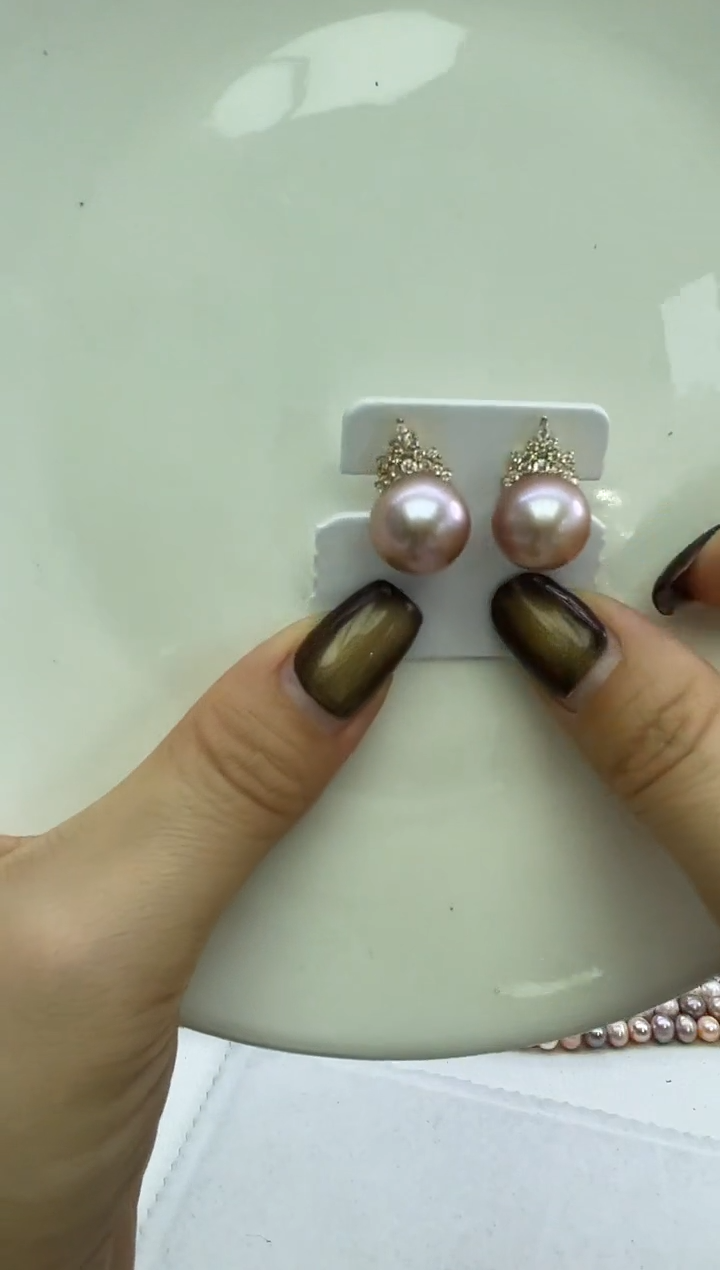 未镶嵌耳饰淡水珍珠紫色系耳饰