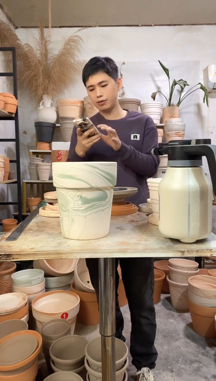 18*21绿白陶反比例 1盆无托