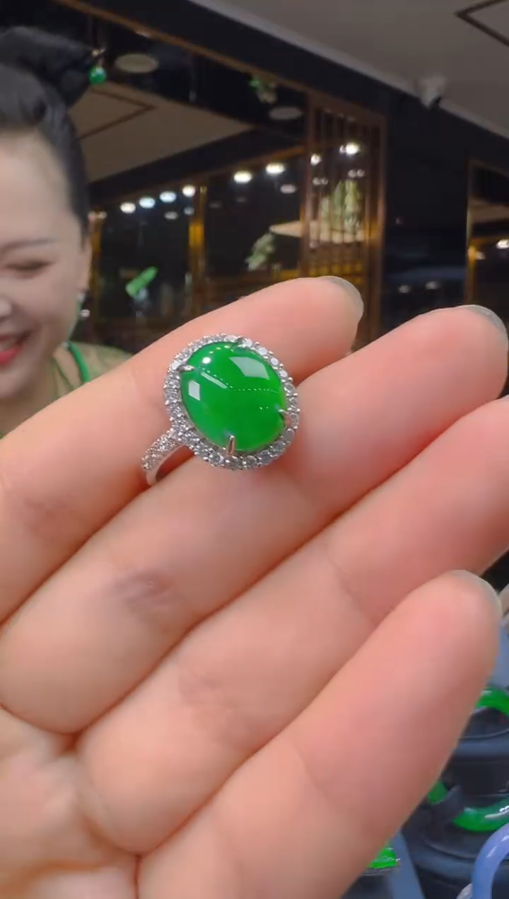 翡翠戒指银S925镶嵌002（多样性发其一）