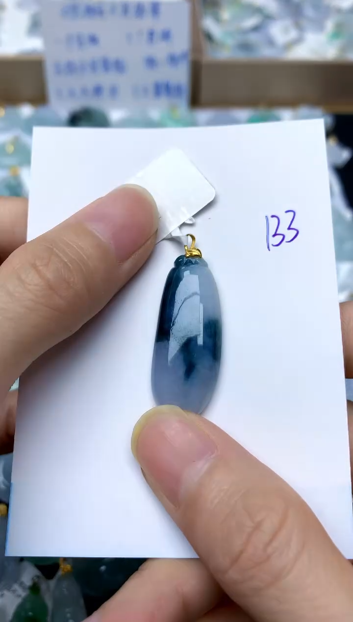 【闪购商品】翡翠颈饰18K金镶嵌133天然A货翡翠