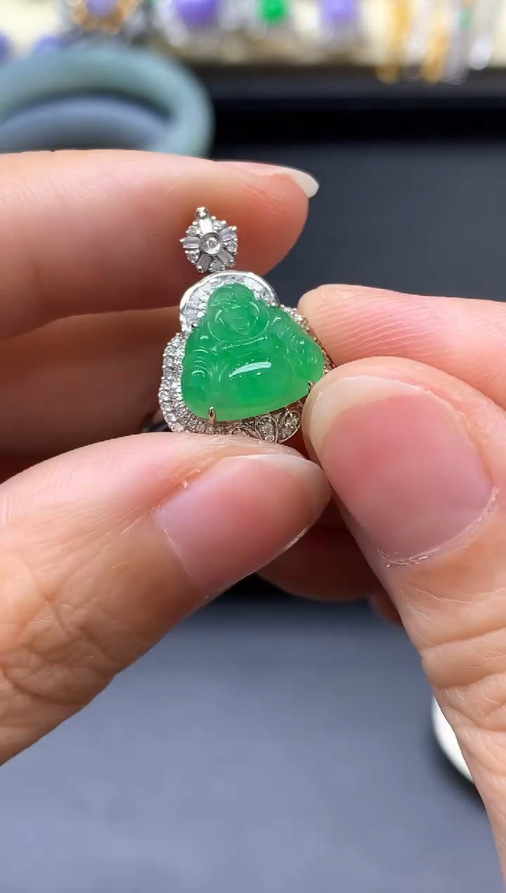 18K金镶嵌戒指翡翠664-中国好珍宝