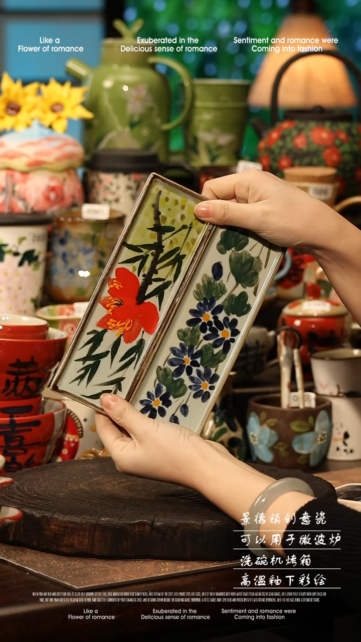 陶瓷花色随机一个景德镇高温釉下彩手工手绘款式