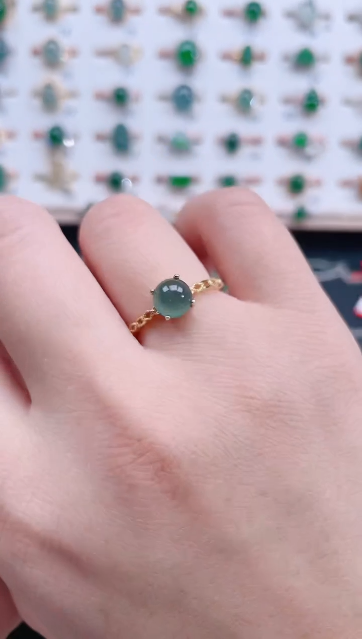 银S925镶嵌戒指翡翠天然翡翠