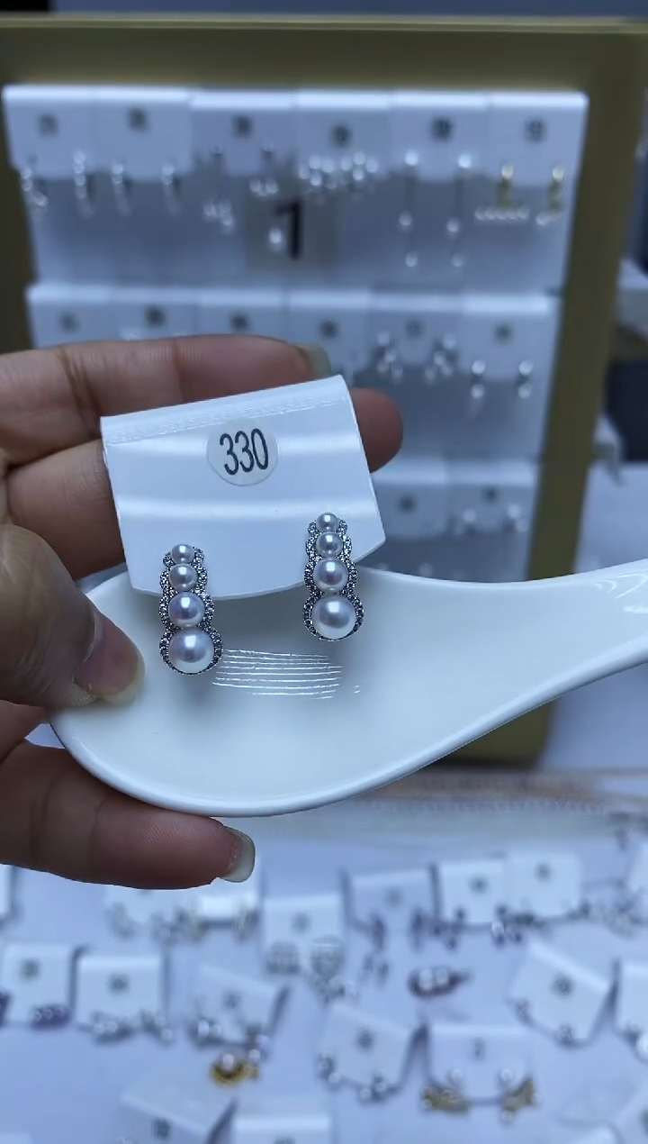 银S925镶嵌耳饰淡水珍珠330