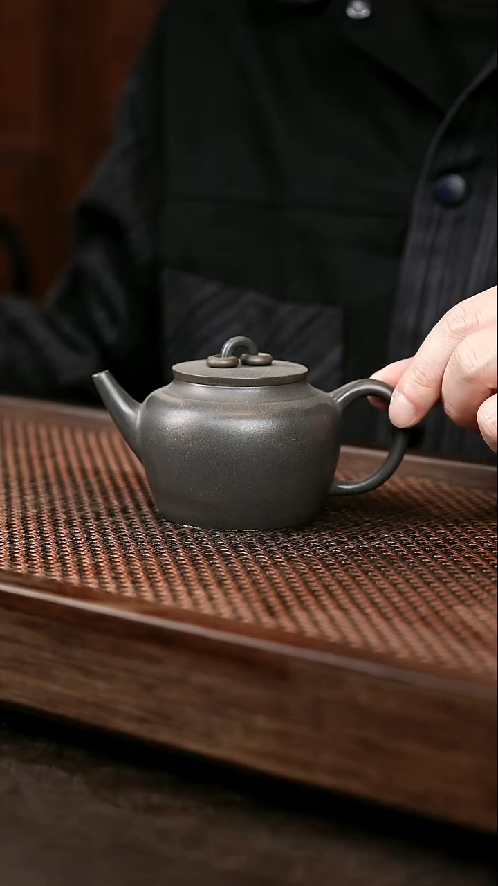 茶壶紫砂岩中泥双圈直流黑