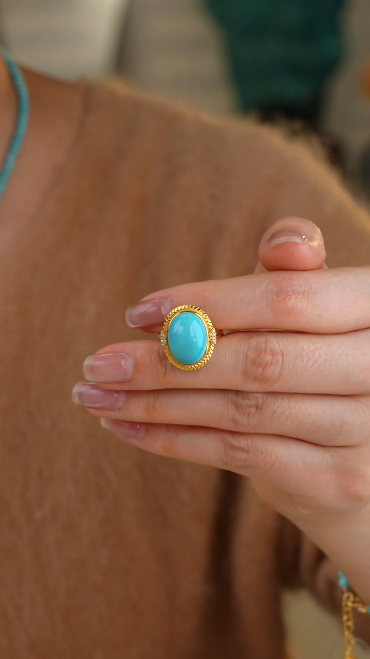 【闪购商品】绿松石戒指18K金镶嵌1