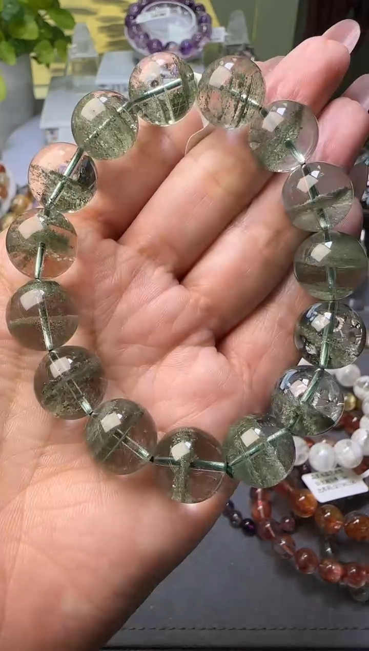 【闪购商品】水晶手串未镶嵌绿幽灵手串14m+ M37641成