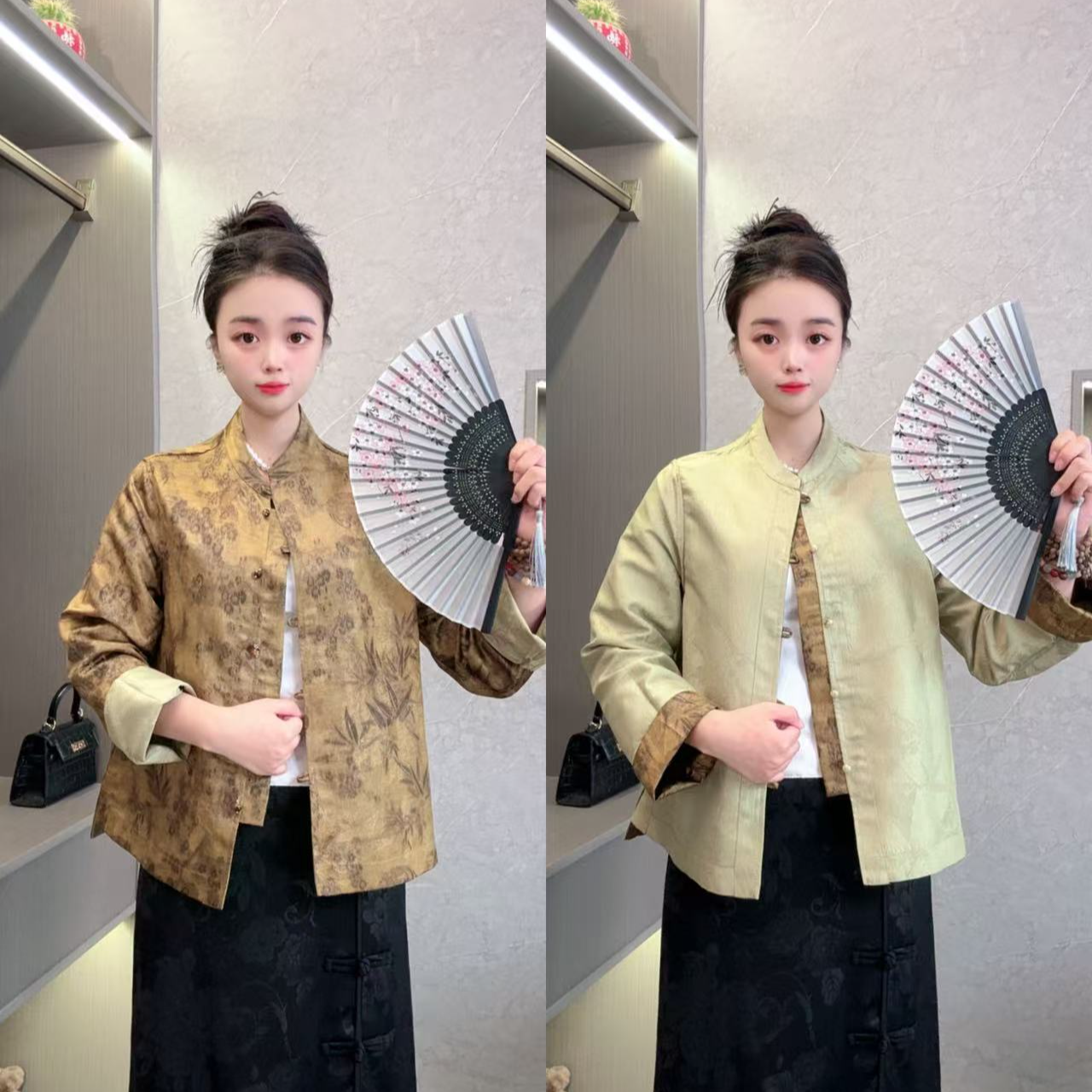 忆江南【花好月圆】新中式国风气质时尚立领双面双穿秋季上衣外套