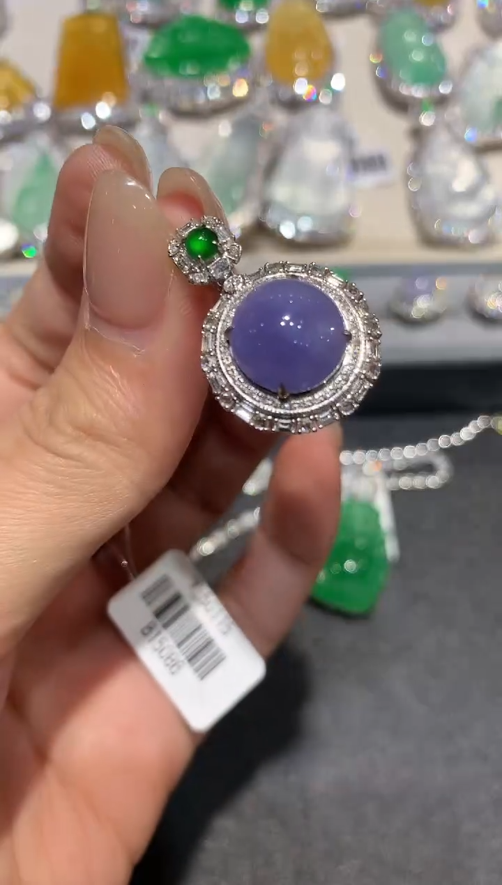 【闪购商品】翡翠吊坠(不含链)18K金镶嵌q438紫货有色差