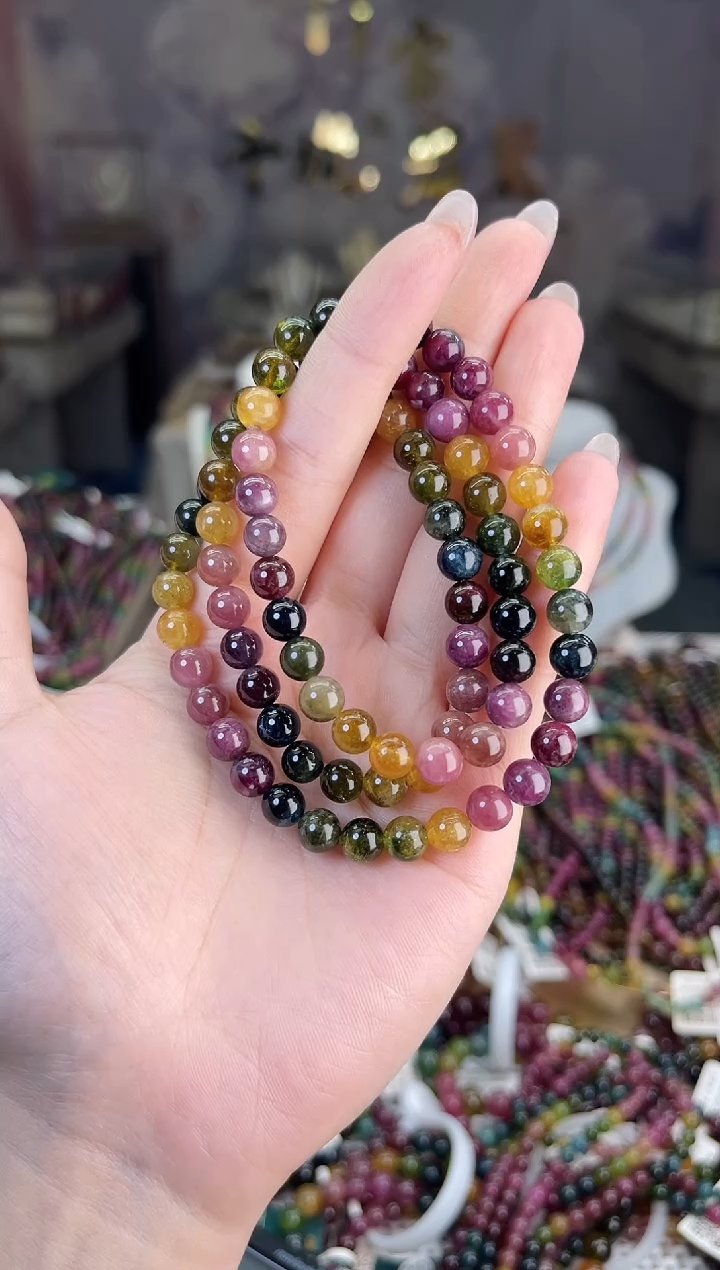 【闪购商品】/未镶嵌碧玺6mm+碧玺多圈多样性发货