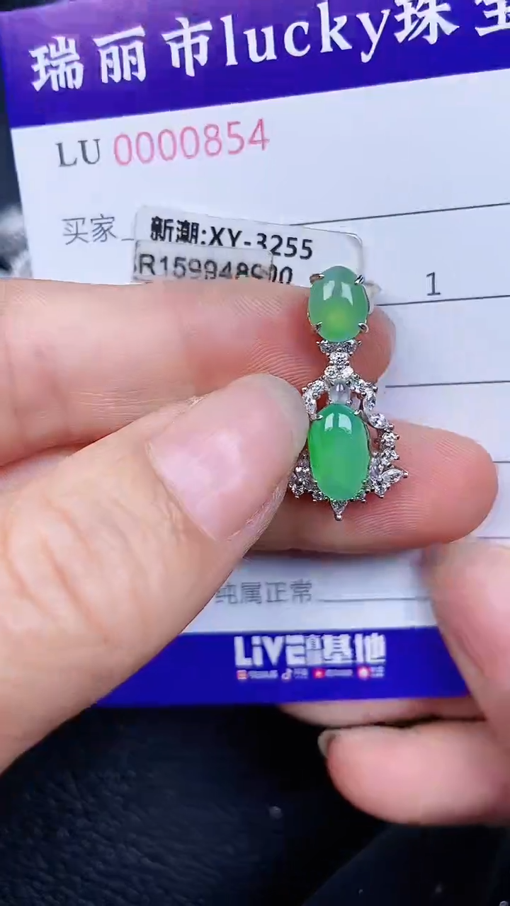 颈饰银S925镶嵌翡翠854