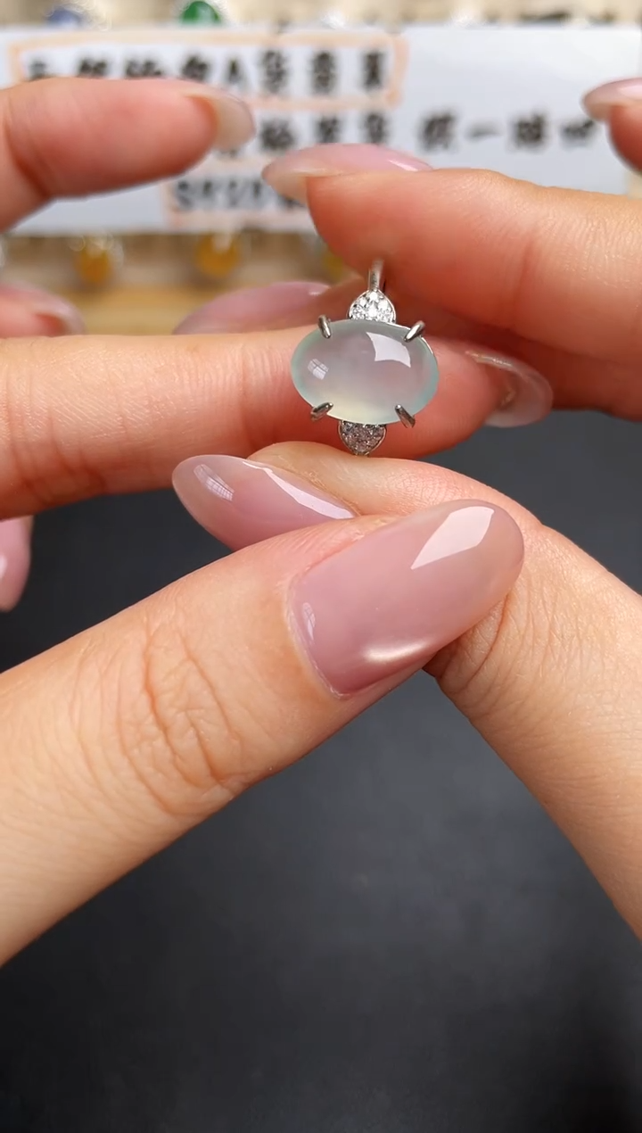 翡翠戒指银S925镶嵌一物一证一礼盒