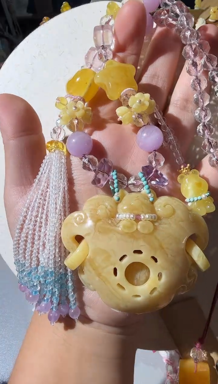 【闪购商品】蜜蜡项链未镶嵌蜜蜡如意小熊项链