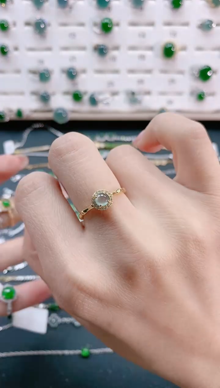 【闪购商品】翡翠戒指银S925镶嵌天然翡翠