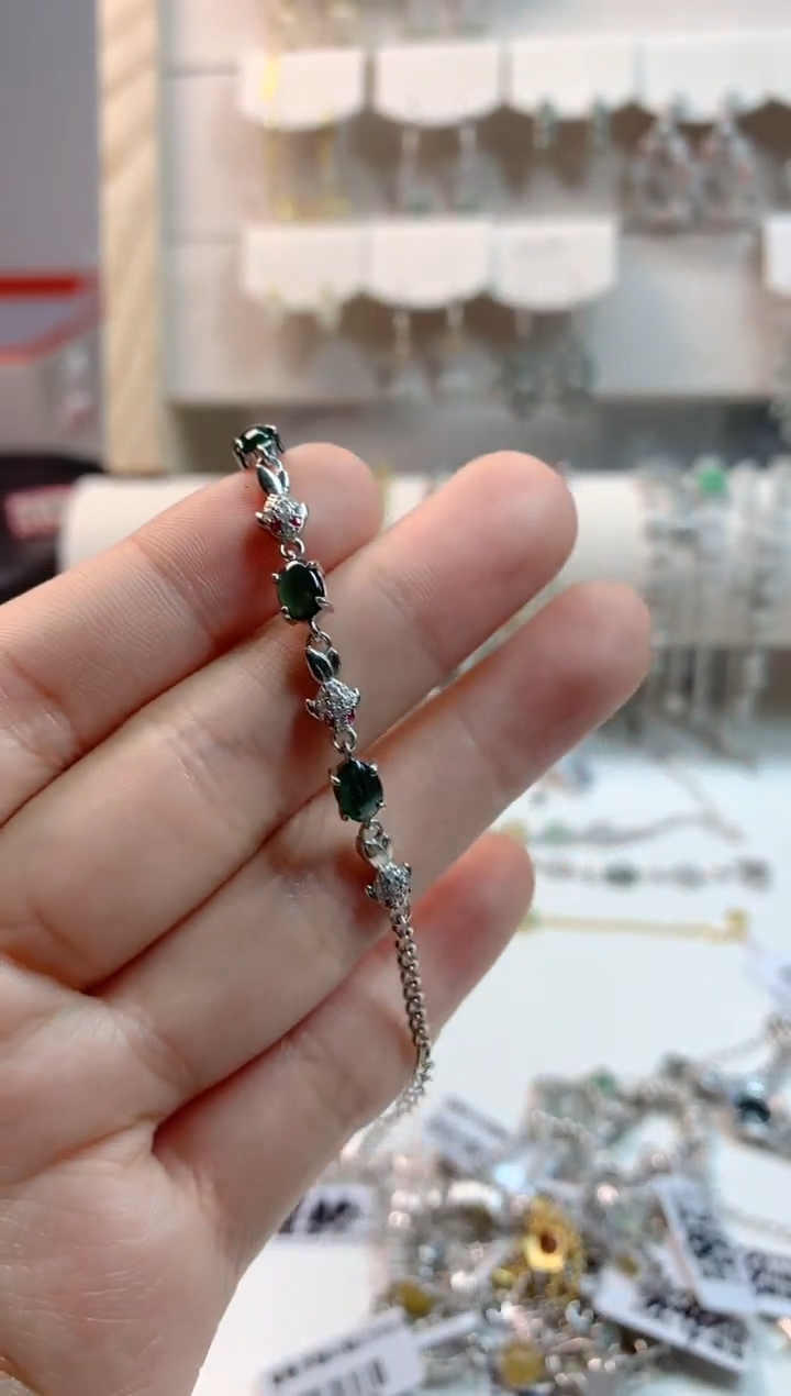 银S925镶嵌翡翠手链1号