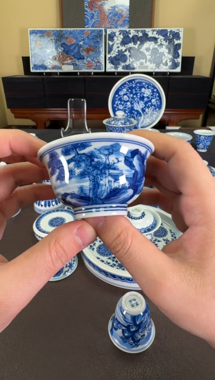 【闪购商品】瓷片羿器窑康熙山水小压手杯