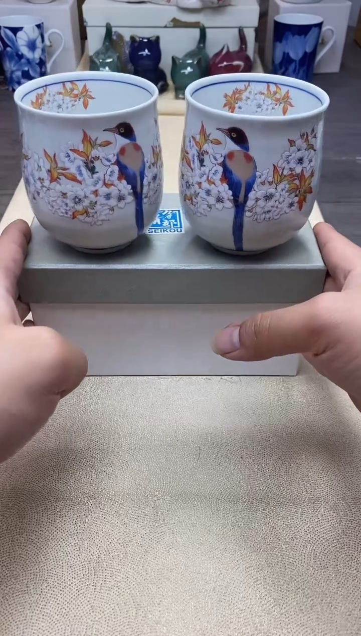 【闪购商品】茶具耐高温 （山樱雀汤吞杯一对 ）