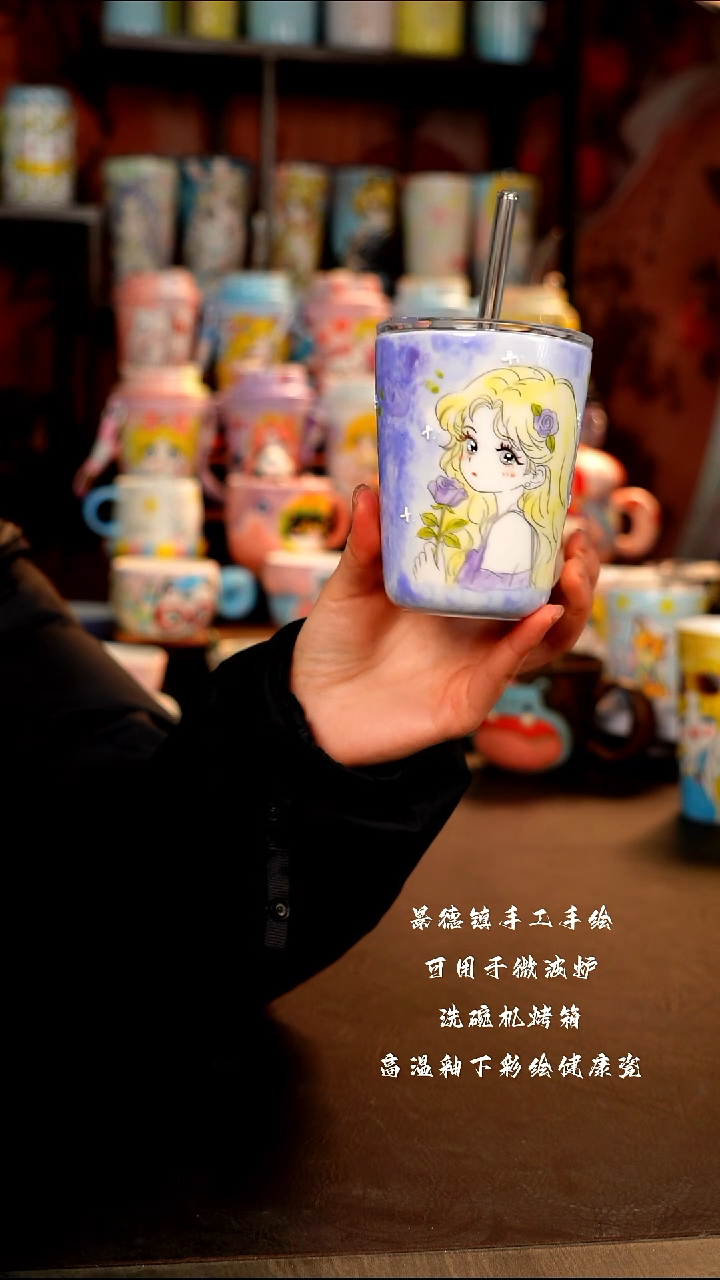 景德镇手工手绘陶瓷杯杯