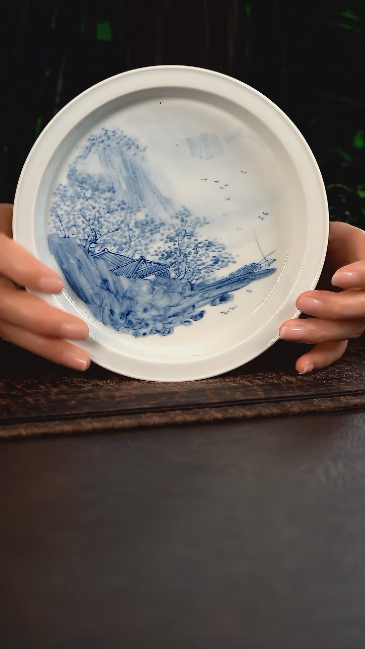 【闪购商品】杯434号HLX陶瓷写意山水大马蹄壶承