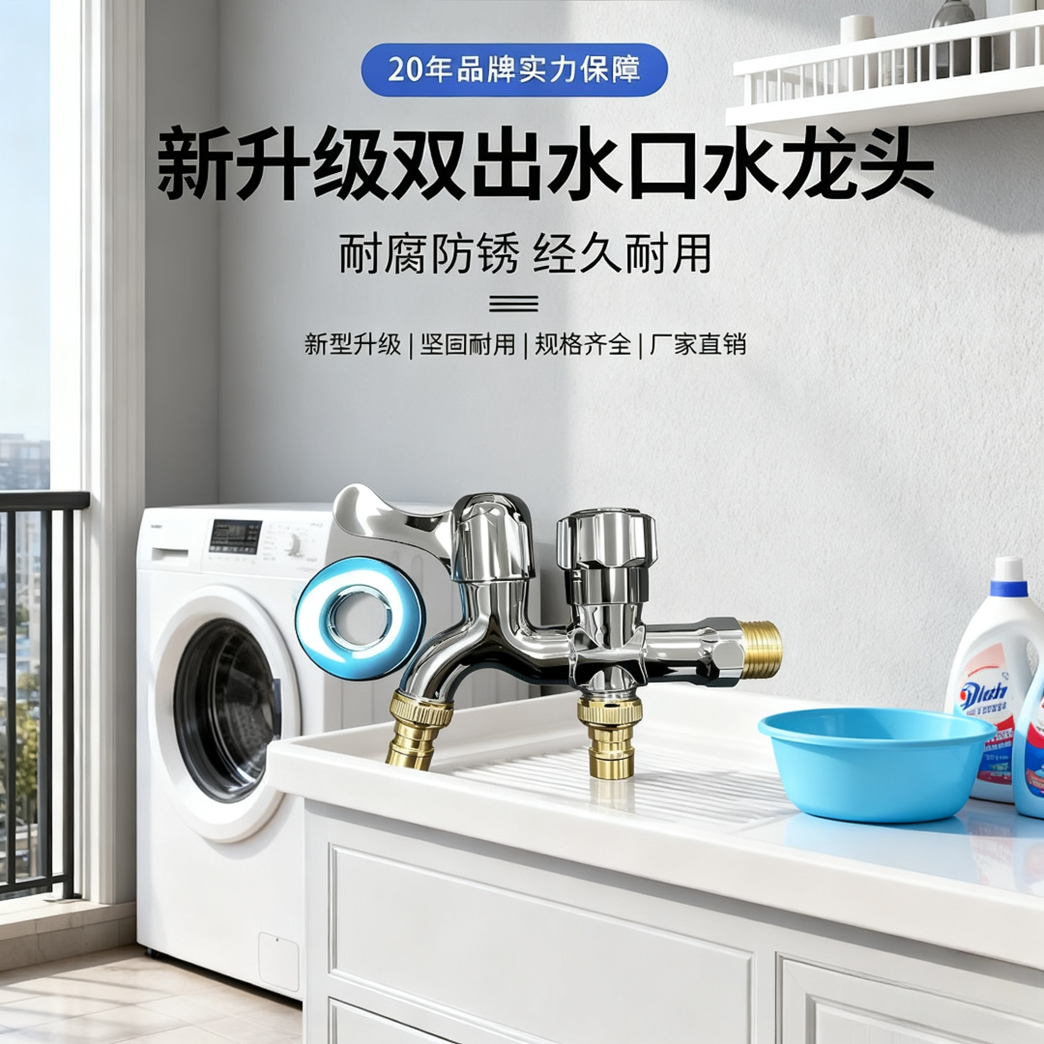 一进二出双用洗衣机专用4分家用自来水水龙头【轩】