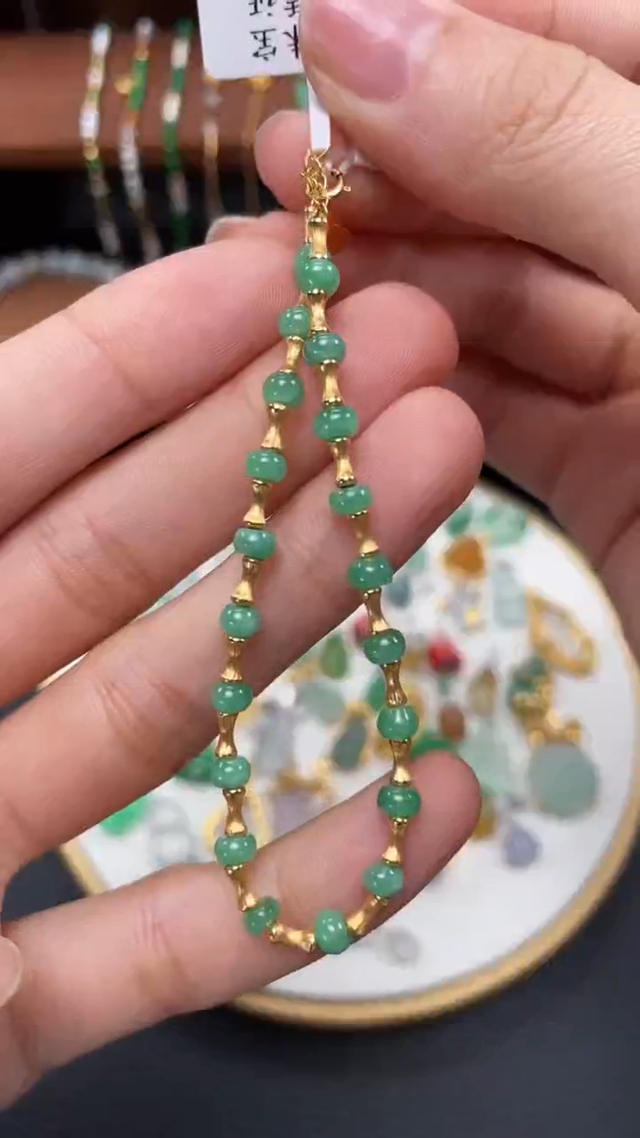 【闪购商品】翡翠套链18K金镶嵌一个  JK619