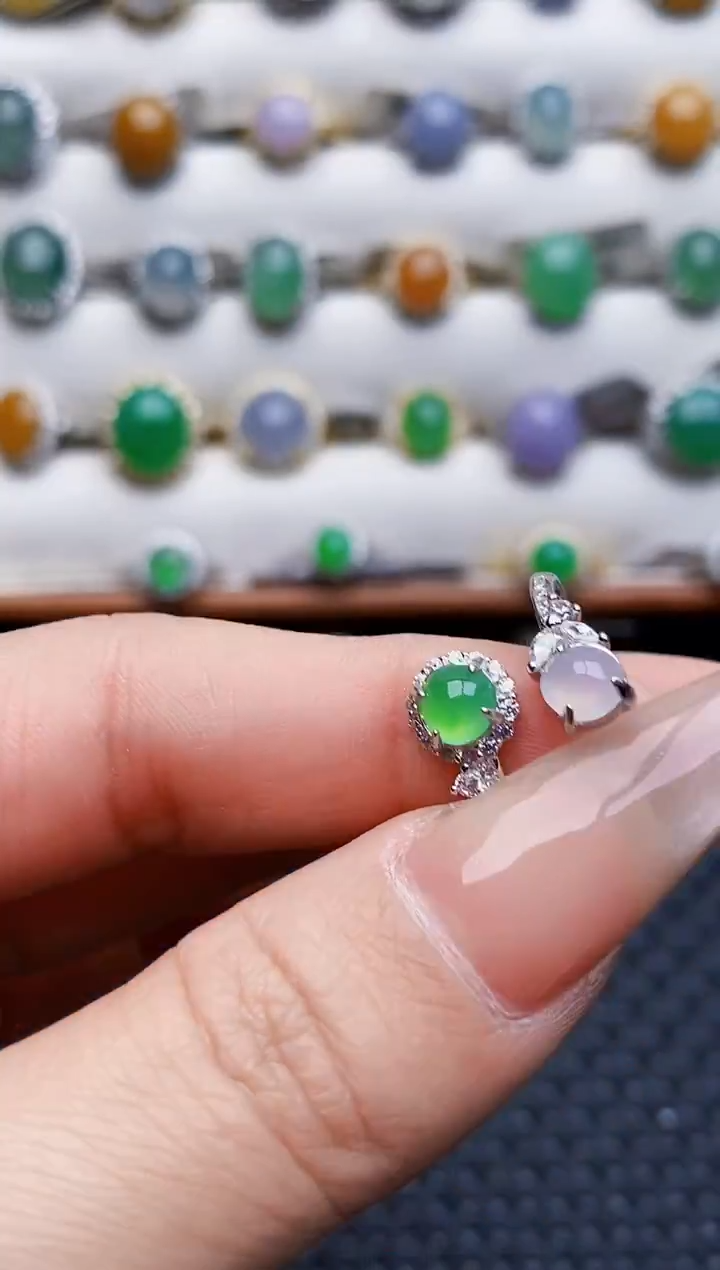 银S925镶嵌戒指翡翠0428