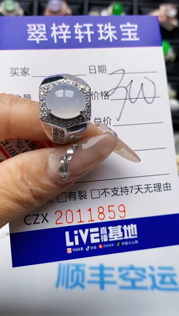 【闪购商品】翡翠戒指银S925镶嵌1859