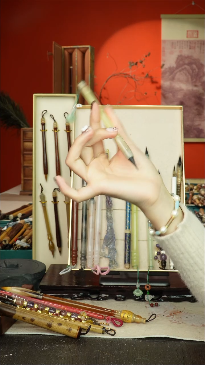 526号闪孤品高货毛笔链接 清水试笔 蘸墨不退