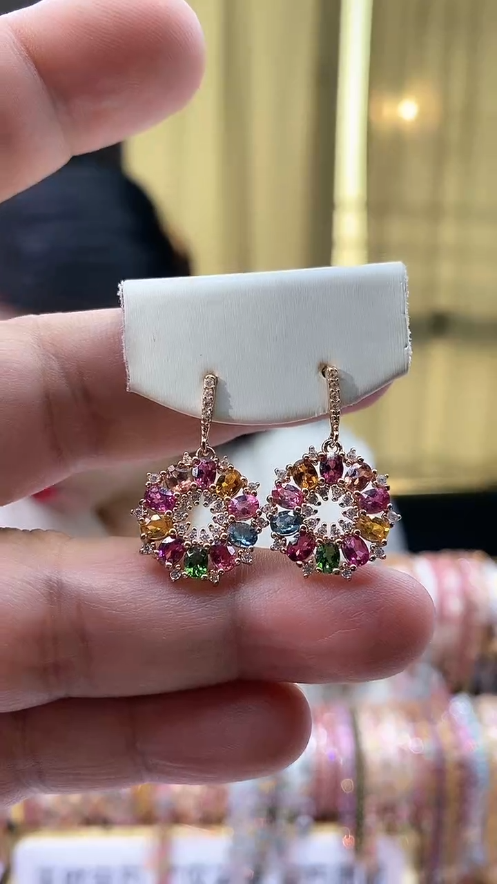 【闪购商品】碧玺耳钉银S925镶嵌354354354354354