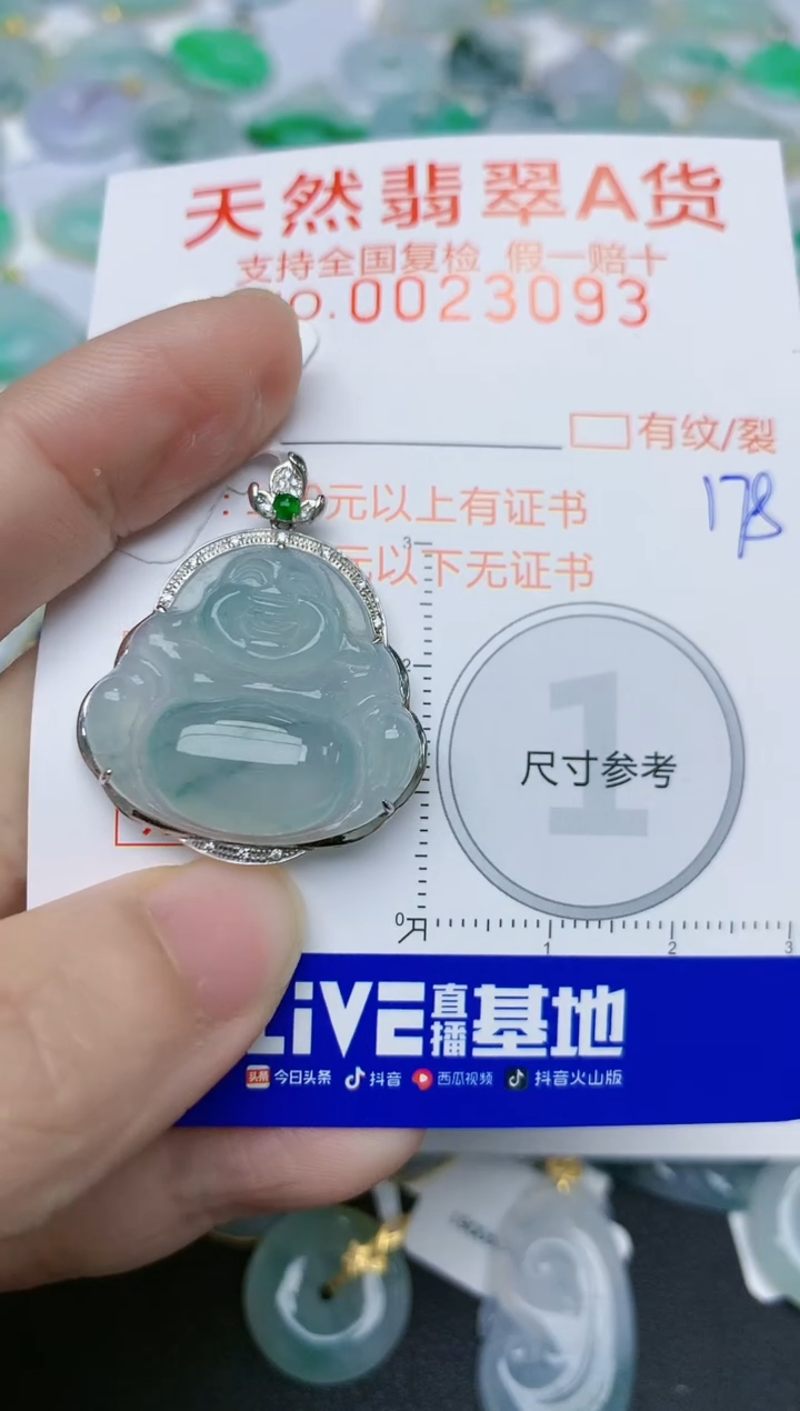 【闪购商品】翡翠颈饰18K金镶嵌天然翡翠A货    