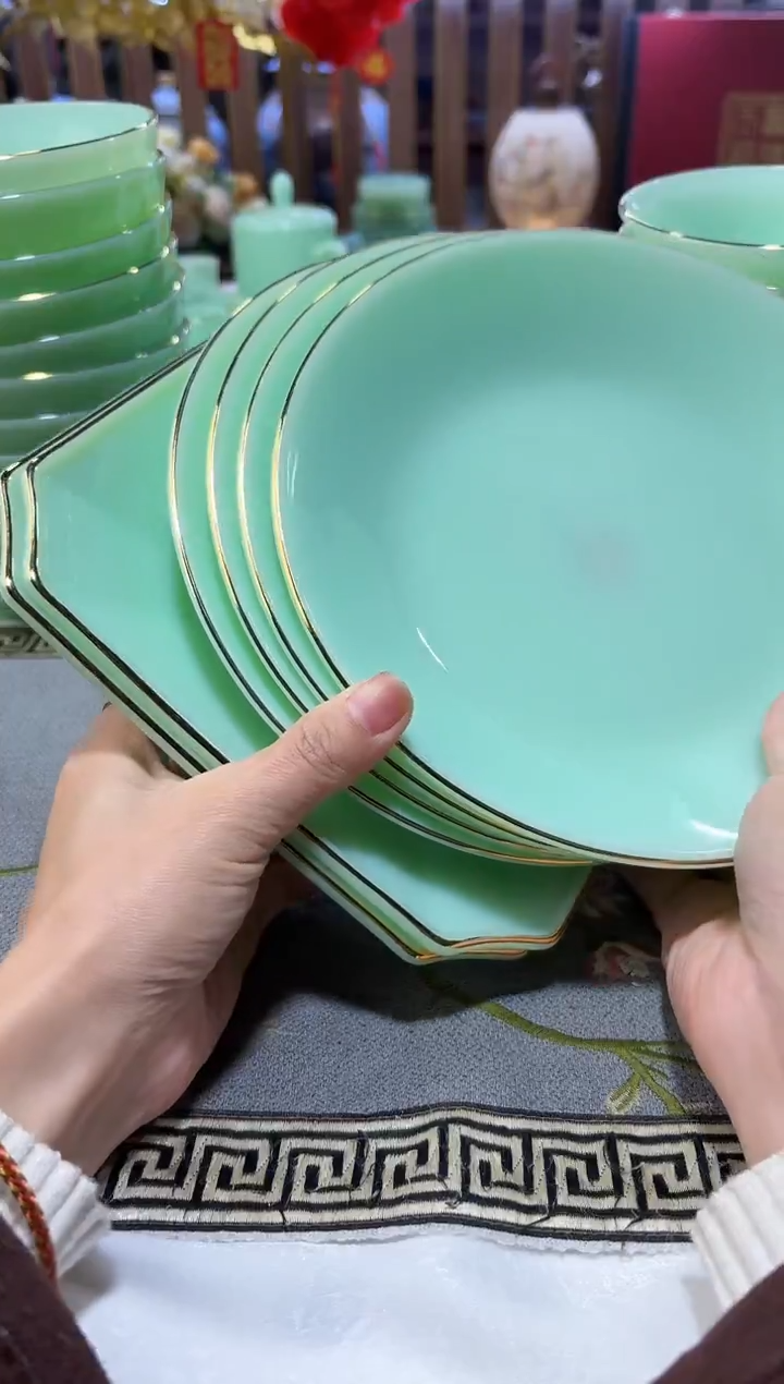 玉瓷 方盘2个 8英寸深盘4个景德镇陶瓷