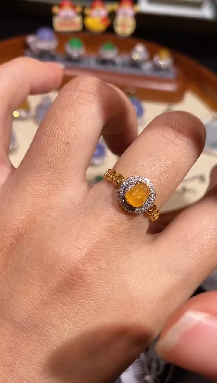 【闪购商品】翡翠戒指18K金镶嵌戒指