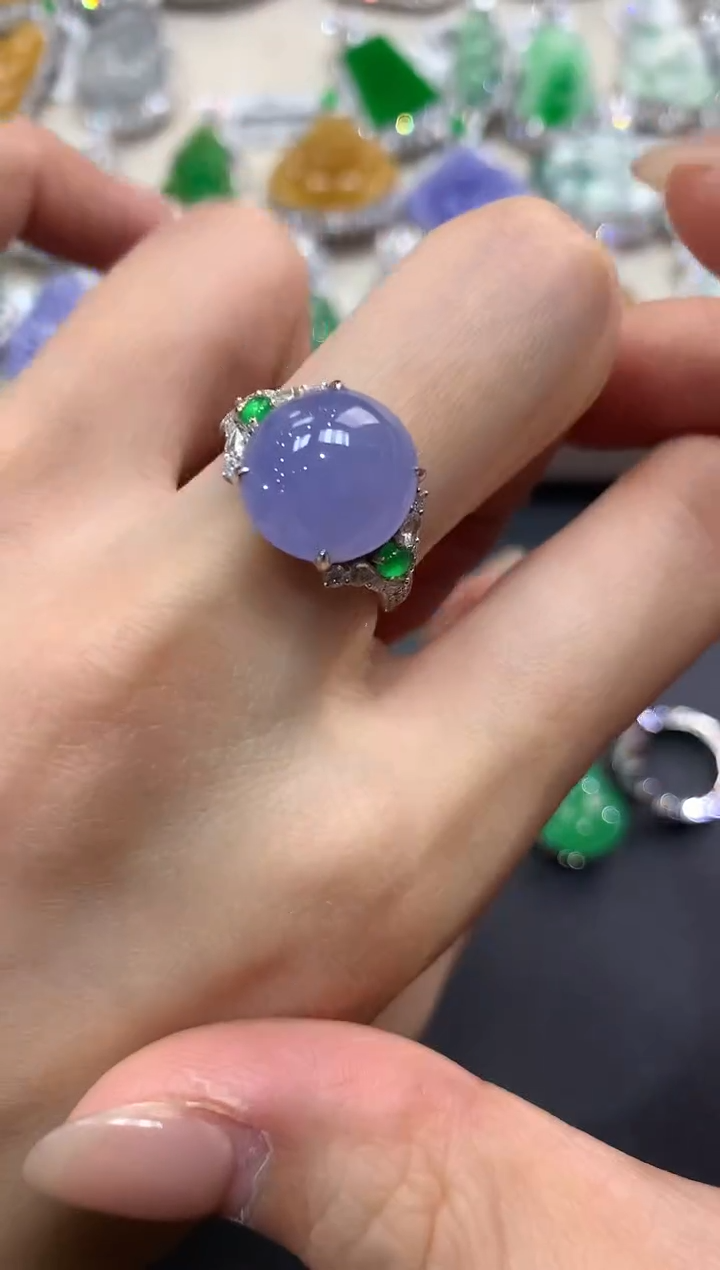 【闪购商品】翡翠戒指18K金镶嵌f30     紫货有色差
