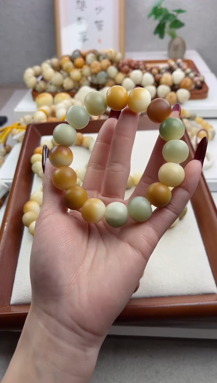 【闪购商品】菩提根/象牙果手串r85干磨苹果15*16mm手串瑕疵不补