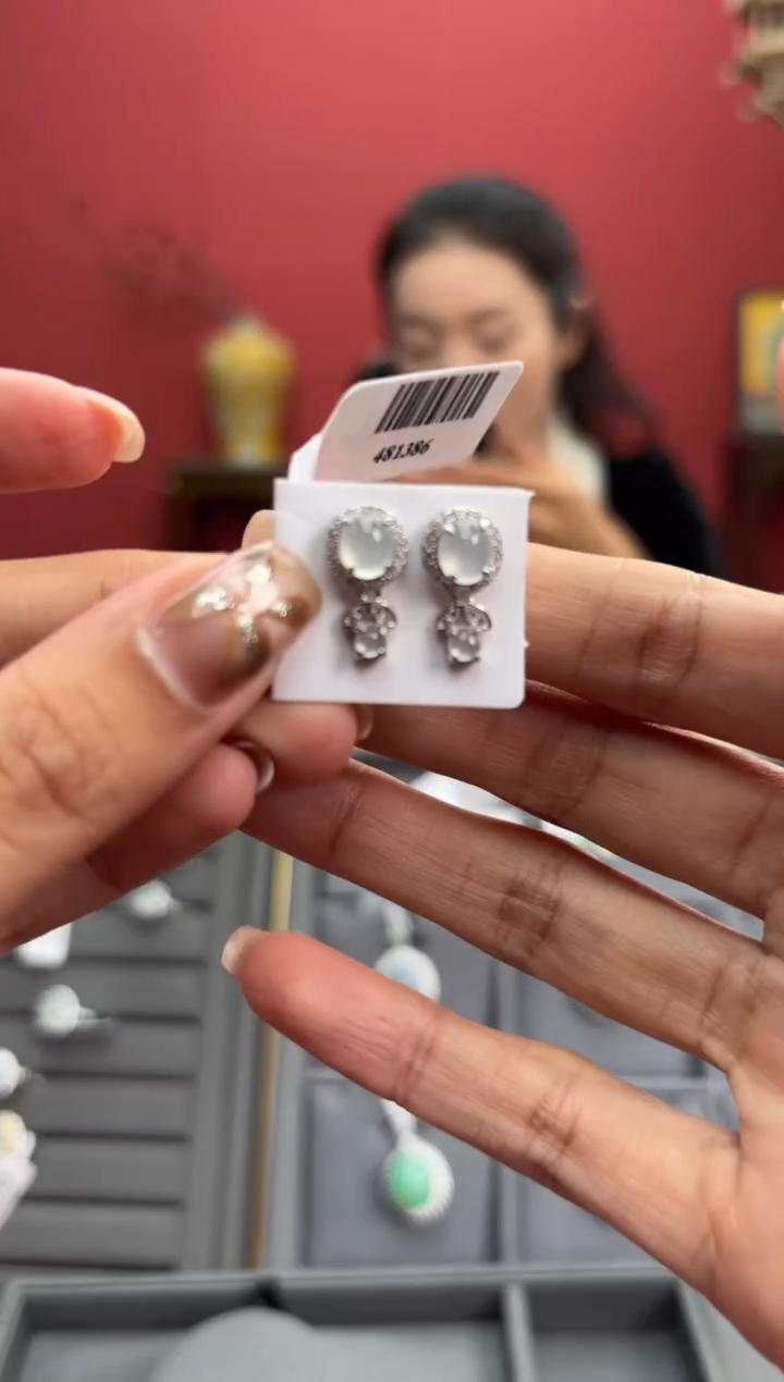 【闪购商品】翡翠耳饰银S925镶嵌481386/耳饰