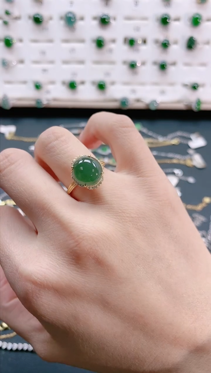 【闪购商品】翡翠戒指银S925镶嵌天然翡翠