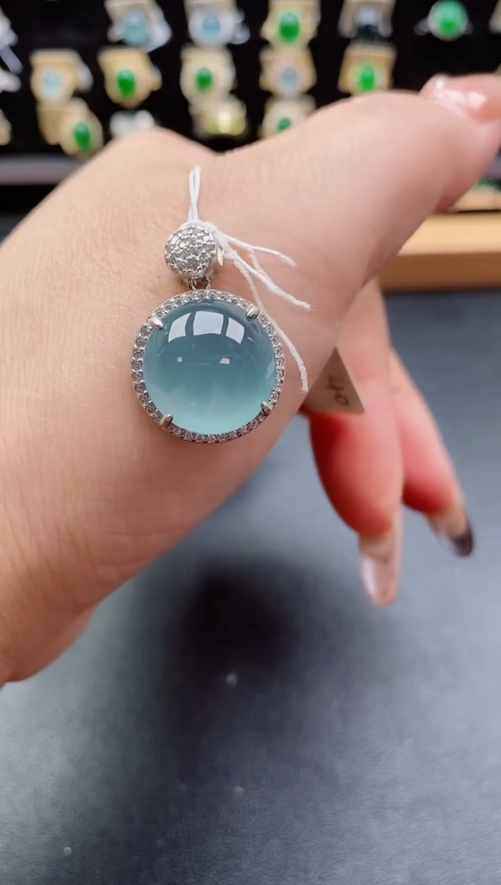 吊坠(赠链)银S925镶嵌翡翠1