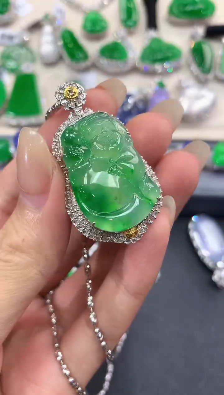 【闪购商品】翡翠吊坠(不含链)18K金镶嵌f13           
