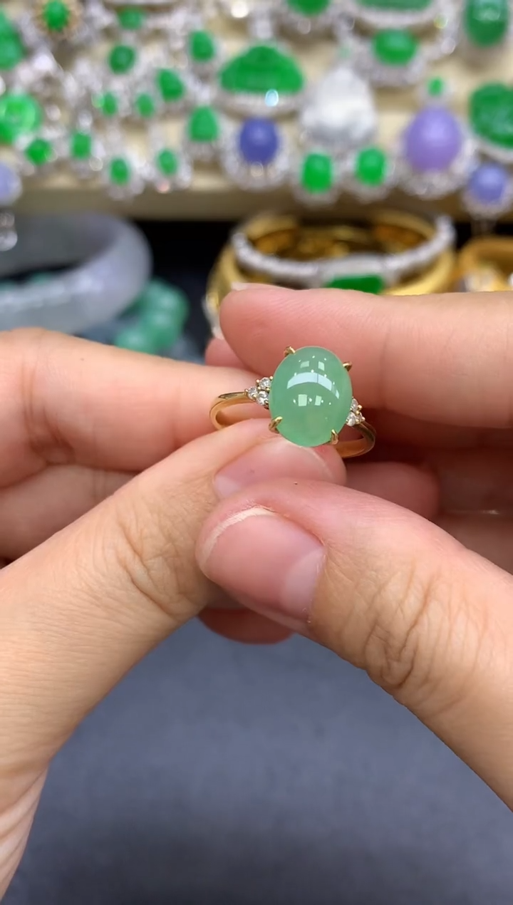 18K金镶嵌戒指翡翠324-中国好珍宝