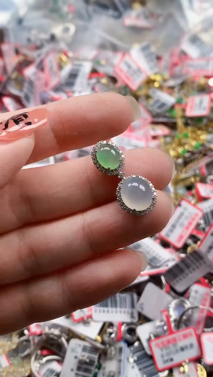 银S925镶嵌戒指翡翠天然A货缅甸翡翠