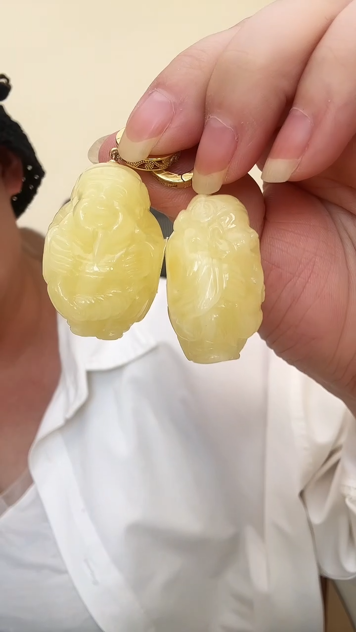 琥珀银S925镶嵌耳饰耳环