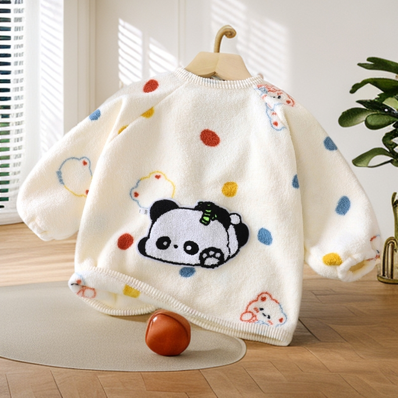 儿童罩衣秋冬加绒加厚宝宝护衣防寒保暖防脏婴幼儿反穿衣0-3岁