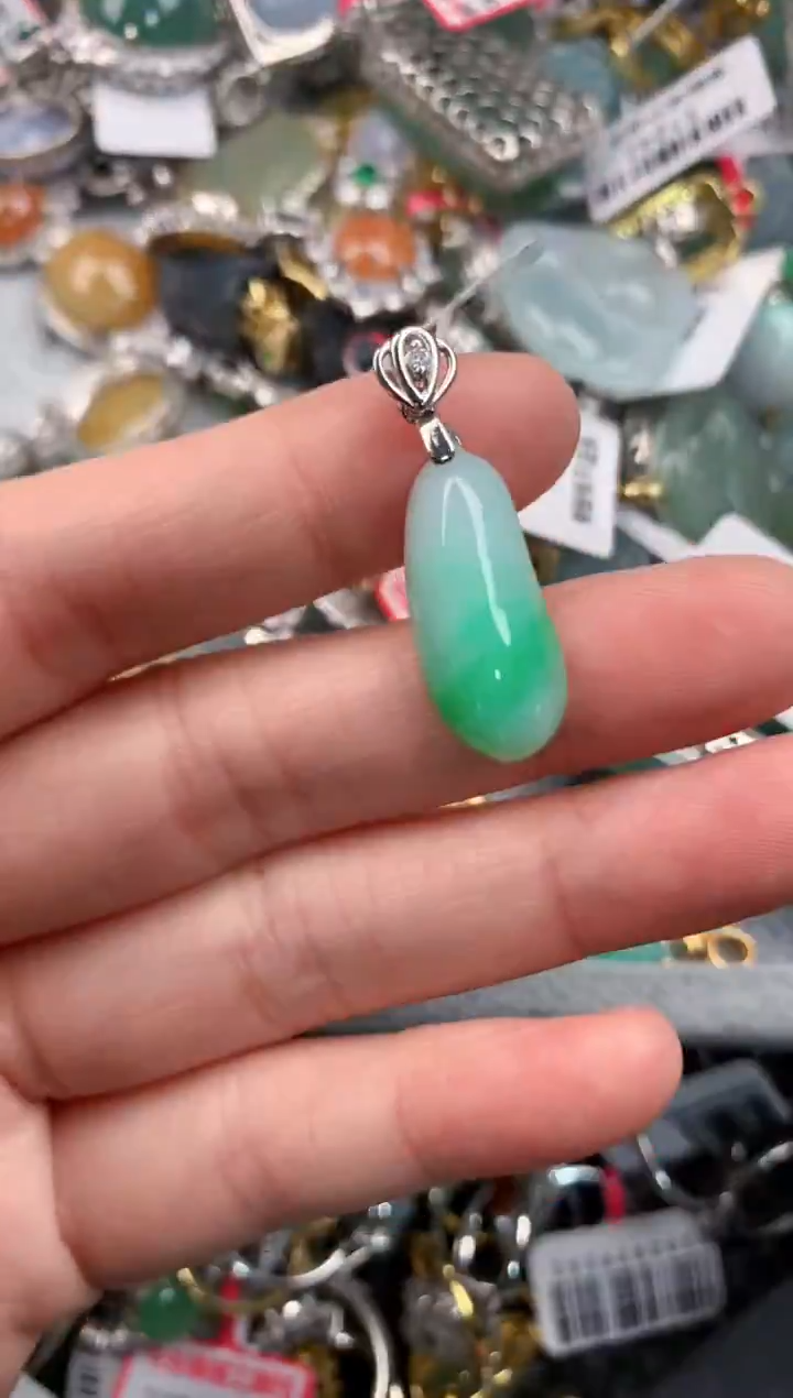 银S925镶嵌戒指翡翠555--2