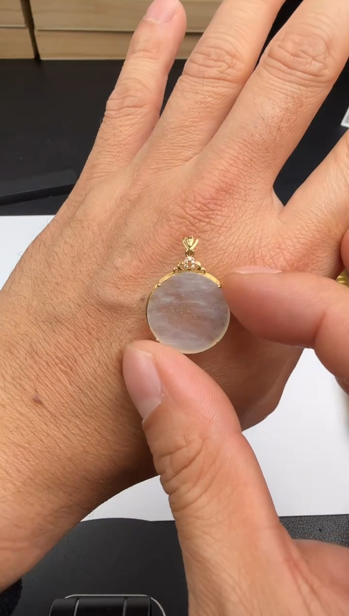 吊坠(不含链)18K金镶嵌翡翠翡翠饰品-148