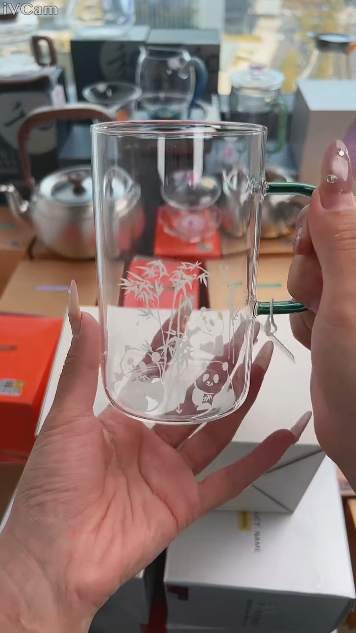 @@福容绿茶杯熊猫墨绿色