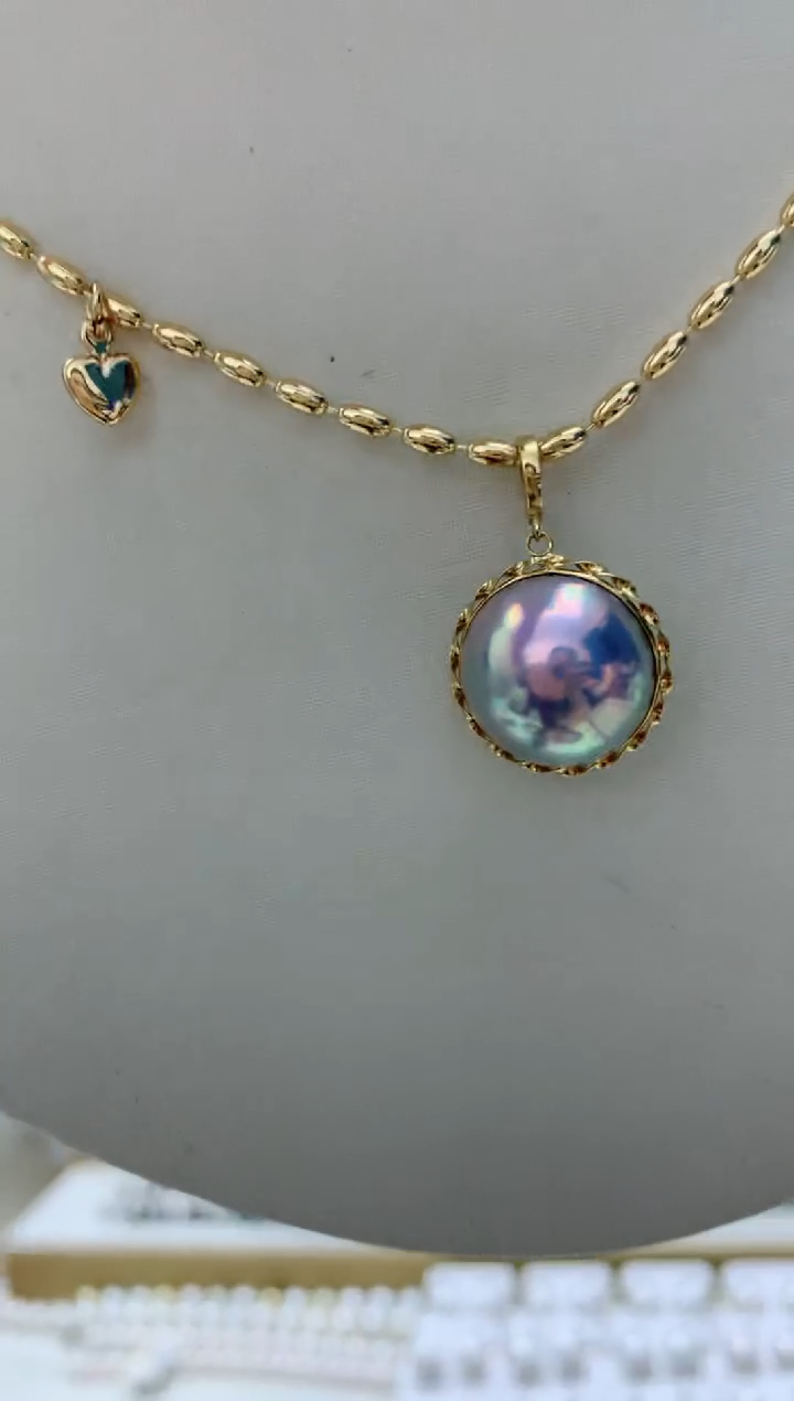 【闪购商品】拼合珍珠（马贝珠）吊坠(不含链)18K金镶嵌q19 