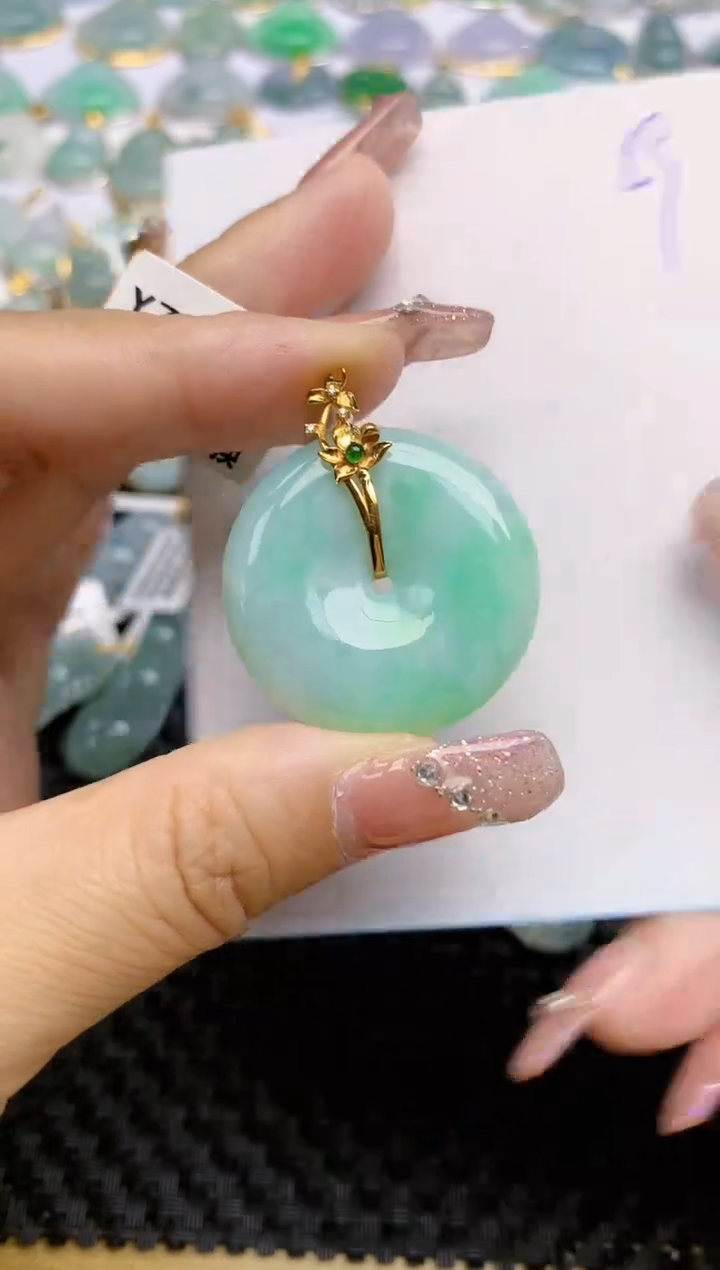 【闪购商品】翡翠颈饰18K金镶嵌天然A货翡翠 59