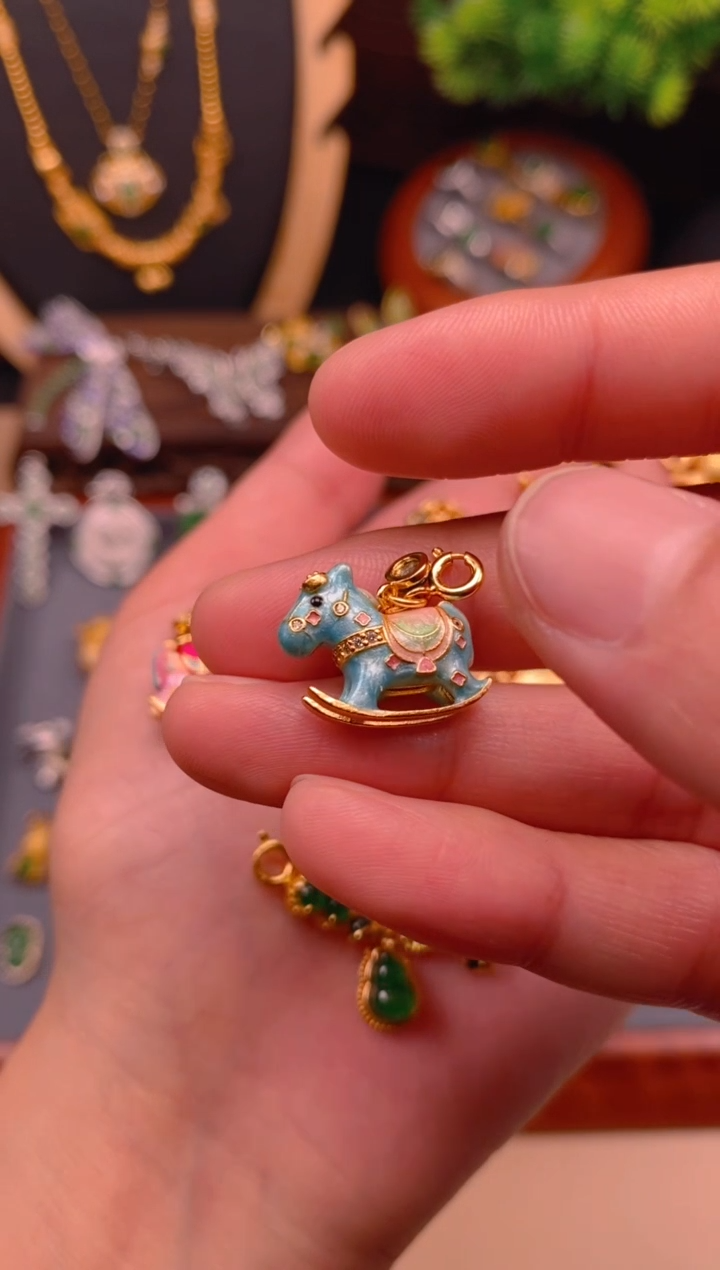 【闪购商品】翡翠吊坠(不含链)银S925镶嵌蓝色木马