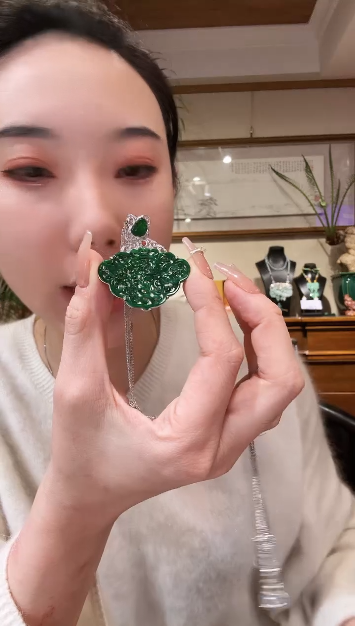 【闪购商品】翡翠颈饰银S925镶嵌国风